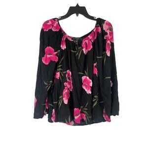 George Women's Black with Pink Flowers Top & Skirt Set